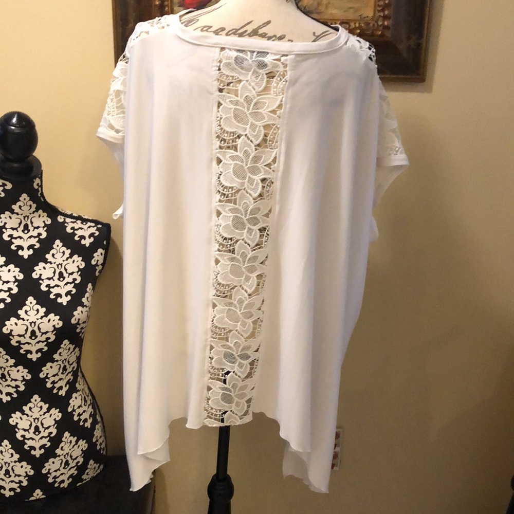 J. Ribkoff Chantilly open lace front stretchy opaque lace back bohemian top - Picture 4 of 9